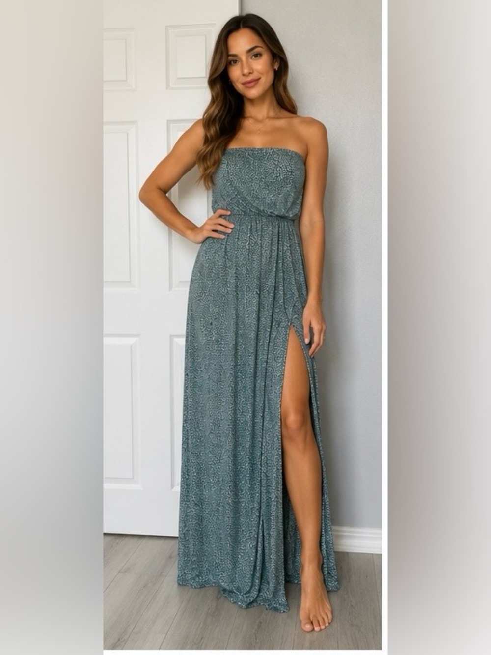 Joie Teal Draped Maxi Slip Dress